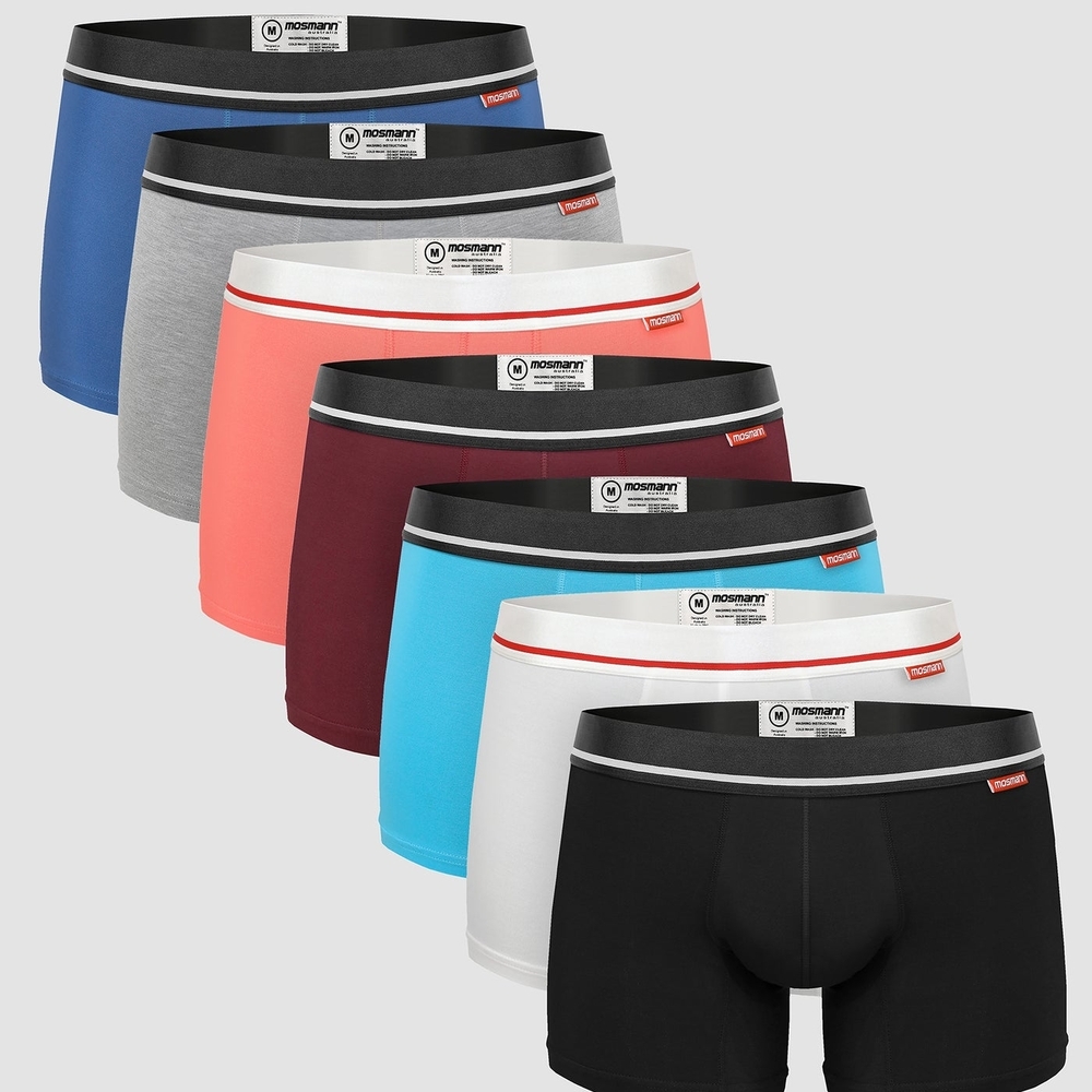 MOSMANN Mens 7 Pack Bamboo Boxer Briefs - Large